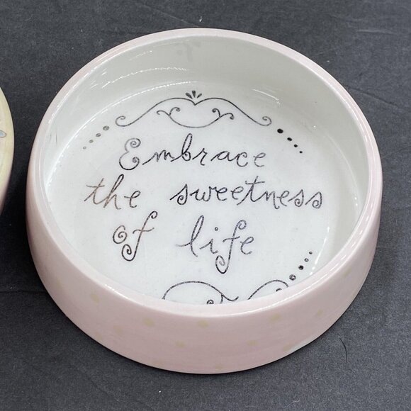 Vtg Tracy Porter Trinket Box Lid Embrace the Sweetness Life Pink Floral Round - Picture 4 of 13